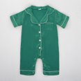 thumbnail image 7 of Baby Girl Romper Ice Silk Rompers Button Down Short Sleeve Satin Jumpsuit Onesies Green 6 Months-12 Months, 7 of 7