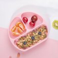 thumbnail image 1 of Plato de silicona de 3 compartimentos con ventosa grande, apto para uso alimentario, para niños, color rosa, sin tapa., 1 of 1