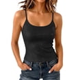 thumbnail image 6 of Hzzrkos Women Fashion Slim Fit Ribbed Scoop Neck Sleeveless Adjustable Strap Camisole Tank Top Stretch Cami Shirt for Casual Party Going Out Layering, 6 of 9