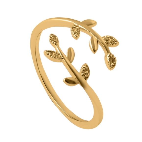 XZNGL Gold Rings Rose Gold Ring Trendy Ladies Hollow Carved Rose Gold And Silver Small Leaf Open Ring