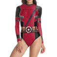 thumbnail image 1 of Deadpool Adult Costume, Women's Tight Fitting Cosplay Clothes Cos-Tume for Kids Women Adult (Red) Size: S, 1 of 3