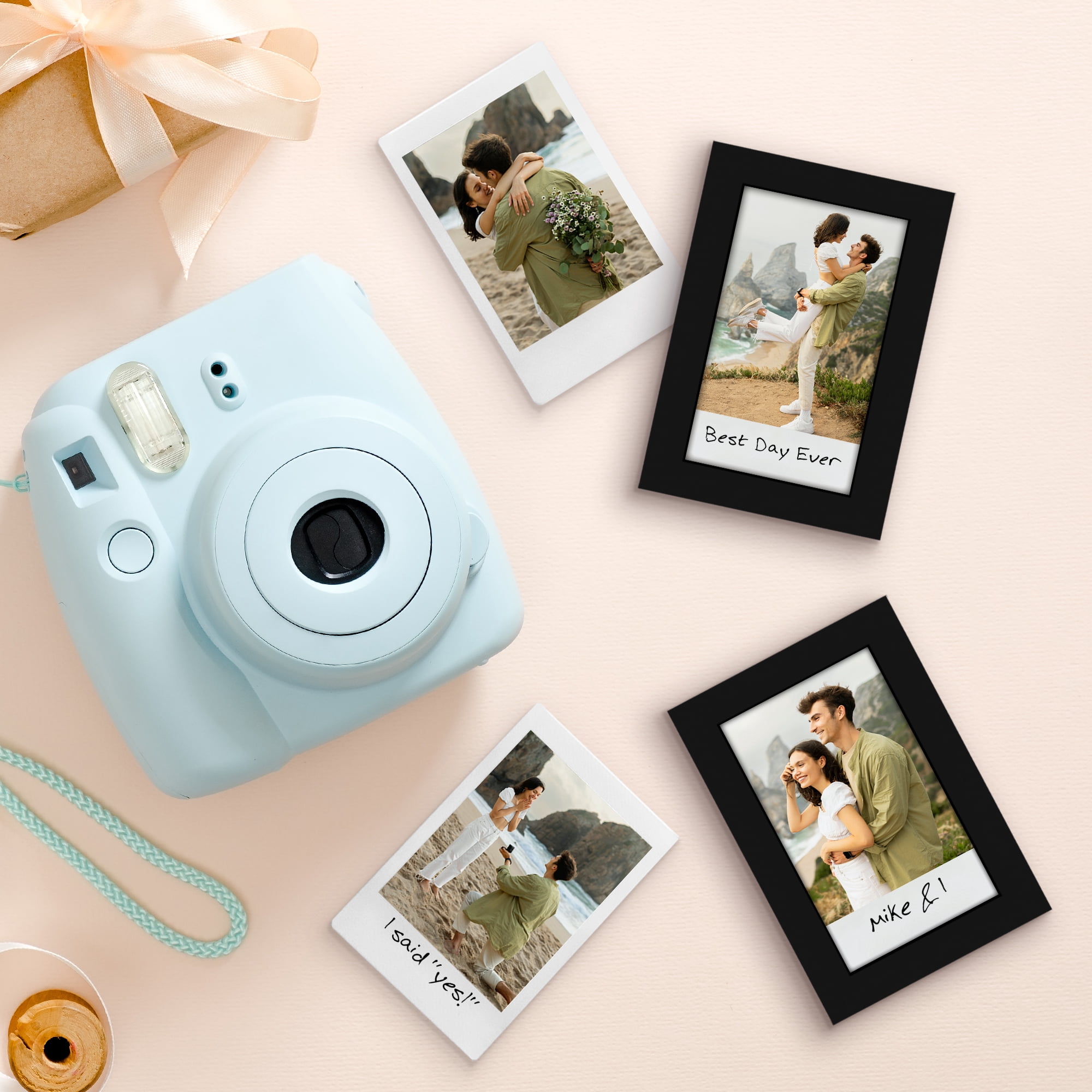 Americanflat 2x3 Picture Frame 2 Pack Instant Print Photos Mini Frames Tabletop Wall Display Polished - Black