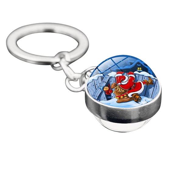 Llaveros para mujer, llavero de billetera, llavero de auto, llavero lindo, llavero navideño, llavero de vidrio de doble cara, llavero de aleación con adorno.