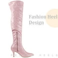 thumbnail image 4 of Unique Bargains Glitter Pointed Toe Stiletto Heels Over the Knee Boots for Women, 4 of 5
