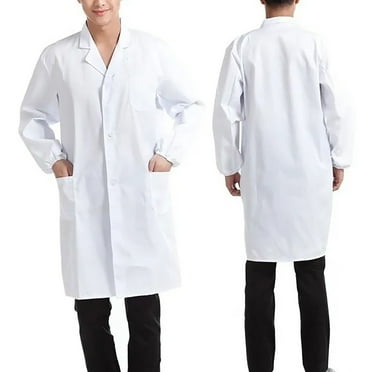 Long Sleeve, Elastic Cuffs, Ideal for Dentists & Hospitals, Size S Soft Cotton Lab Coat for Men & Women Rawiri