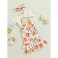 thumbnail image 4 of Big Sister Little Sister Matching Outfits Toddler Girl Clothes Short Sleeve Shirt Floral Bell Bottoms Headband Summer Outfit, 4 of 10