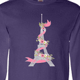 thumbnail image 4 of Inktastic Eiffel Tower in Paris with Flowers and Pink Banner Long Sleeve T-Shirt, 4 of 5