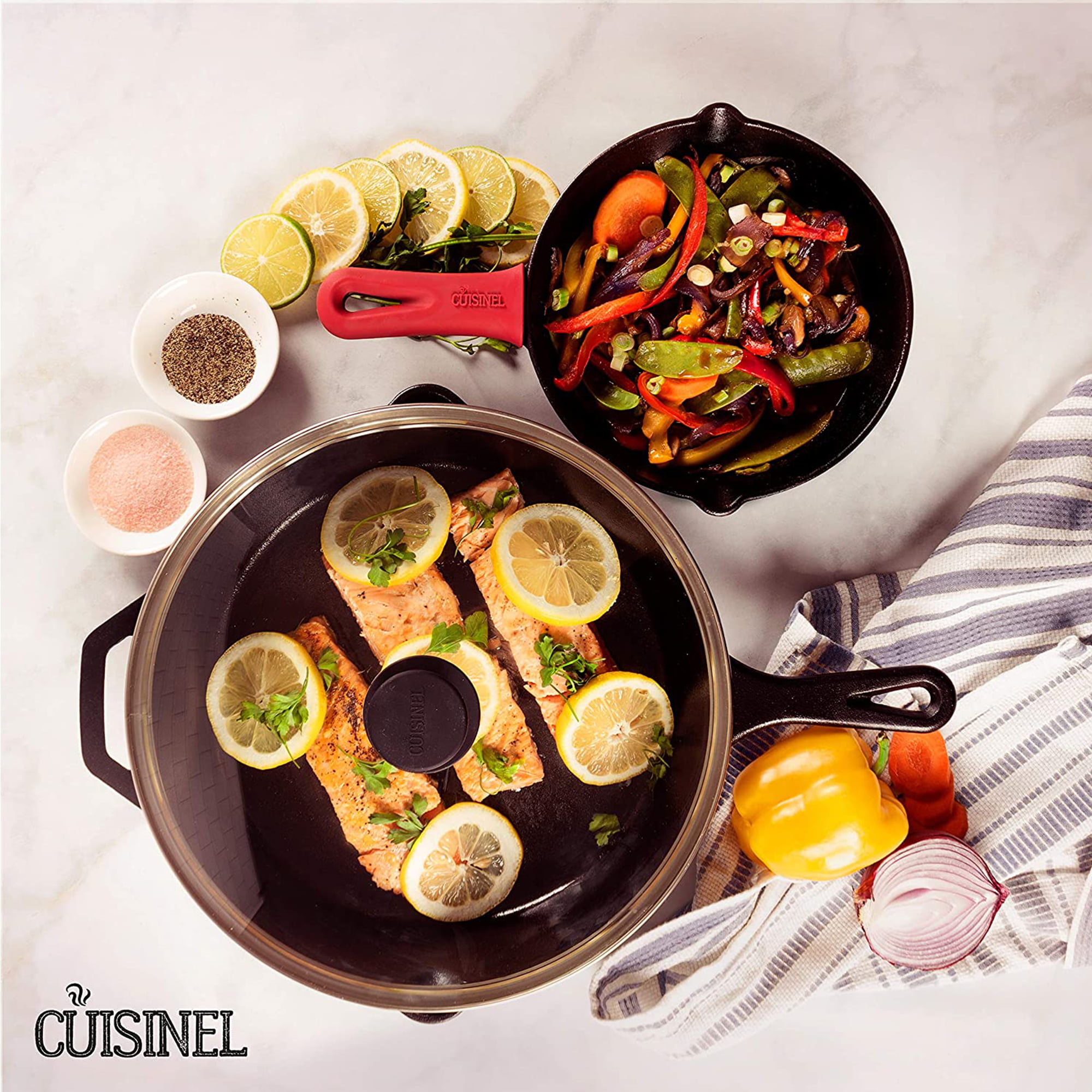 Cuisinel Cast Iron Skillet Set of 2 Kitchen Cookware Pre-Seasoned 10” and  12 