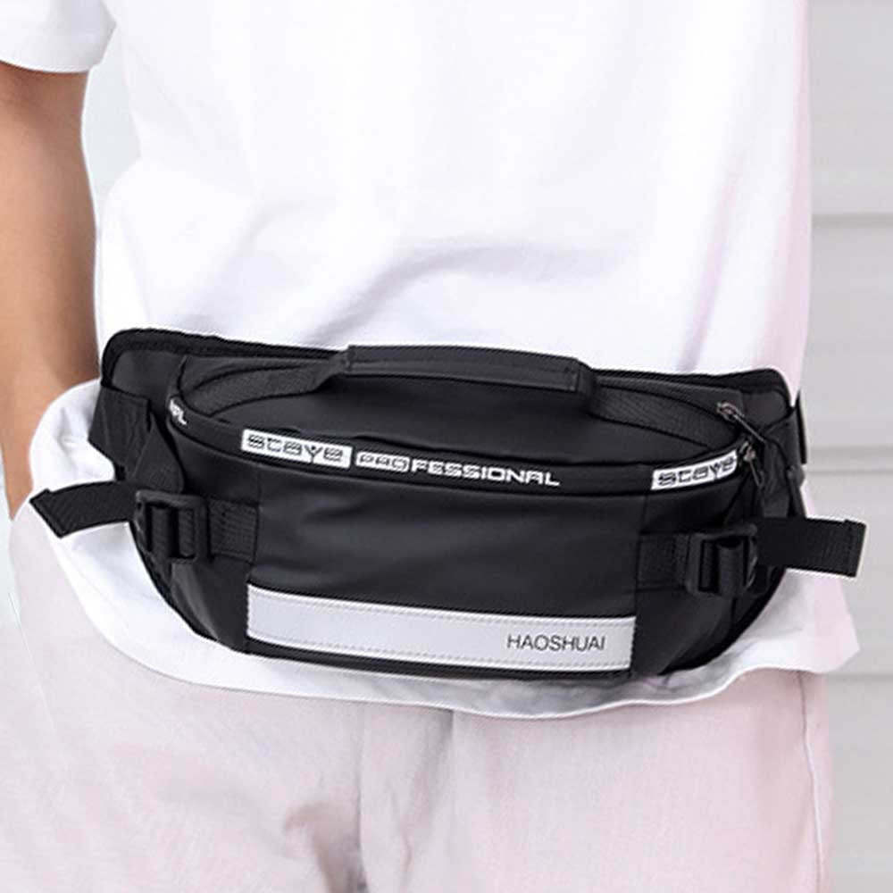 Yeacher Fashion Waist Bag Large Capacity Reflective Stripe Waterproof Wearproof Pouch Bag Fanny Pack