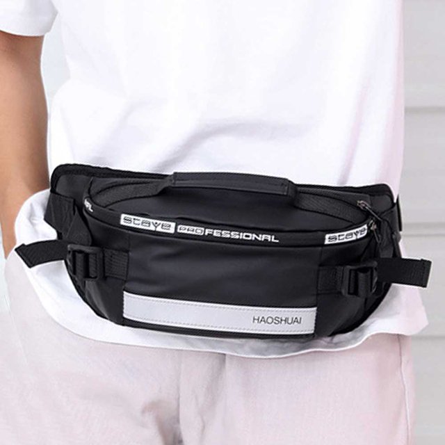 Riñonera de moda de gran capacidad con rayas reflectantes, impermeable, resistente al desgaste, riño Abanopi Riñonera deportiva