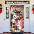 thumbnail image 5 of KOYPTL Easter Door Cover for Front Door, Cute Easter Bunny Egg Wreath Pattern for Front Door, Welcome Door Porch Sign Banner for Spring Holiday Party Easter Decorations Indoor, 35.4x70.8 inch, B, 5 of 7