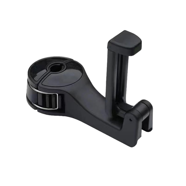 2-in-1 Retractable Car Headrest Accessory: 360° Rotatable Hidden Lock Buckle Hook with Automatic Fastening Clip Phone Holder - ABS Material, 10kg Load, Fits 10-16mm Headrest Rods & ≤9cm Width
