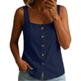 thumbnail image 1 of Fewfanhot Spring Tops for Women 2026 Trendy Ribbed Tank Tops Slim Fit Square Neck Sleeveless Shirts Slit Hem Summer Casual Basic Tanks, 1 of 7