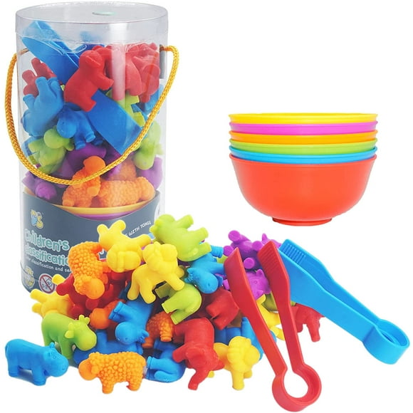 Counting Animals Matching Game with Sorting Cups, Color Classification and Sensory Training Preschool Educational Learning Toys Set Gift for Toddlers Kids Boys Girls Ages 3 4 5 6 + (Animal)