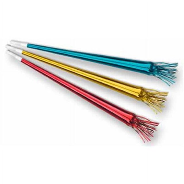 Beistle 80126 - Packaged Tasseled Trumpets - 25 Inches - Assorted Colors- Pack of 12