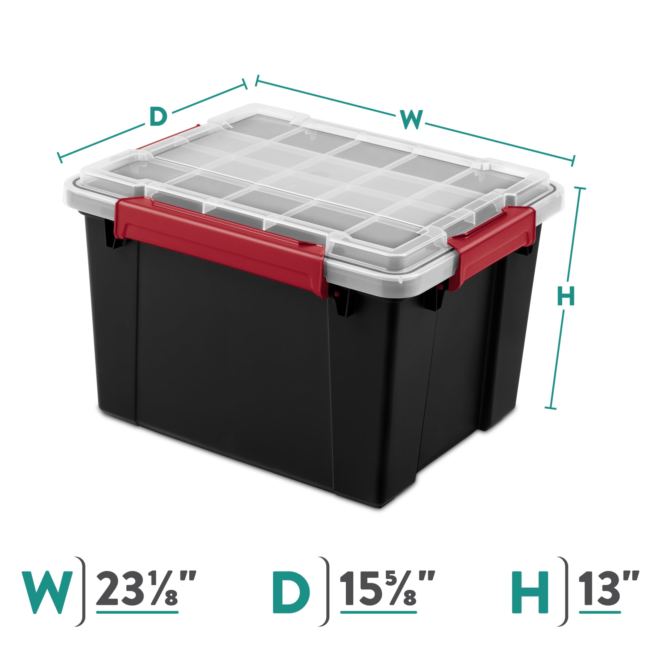 Sterilite Gasket Tote, 8.5 Gallon IP68 WaterProof Plastic Storage Bin with Lid, Gasket Seal and Durable Latches, Black