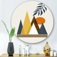 thumbnail image 2 of Designart 'Abstract Moon and Sun In Mountains I' Modern Circle Metal Wall Art 23x23 - Disc of 23, 2 of 5