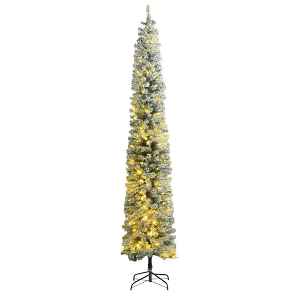 vidaXL Slim Christmas Tree 300 LEDs & Flocked Snow 106.3"