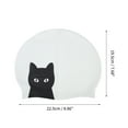 thumbnail image 4 of Gorro de natación de silicona impermeable de dibujos animados 1 Pc Negro, Blanco ["Gato"], 4 of 5