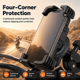 thumbnail image 6 of GAZILY® Motorcycle Phone Mount, Anti-Shake Handlebar Holder with One-Hand Lock, 360° Rotation and 4-Layer Shock Absorption for 4.7–7.2" Phones, Black, 6 of 7