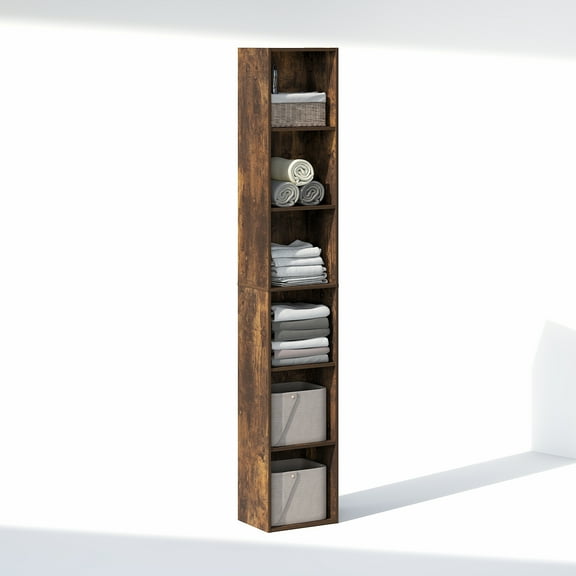 Furinno CUBICLE 6-Tier Closet Organizer Open Shelf Storage Amber Pine