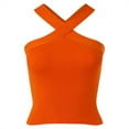thumbnail image 4 of Haut T-Shirt Sans Manches à Col Licou Uni pour Femmes, 4 of 5