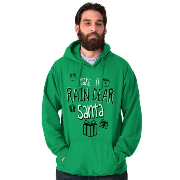 Christmas Make It Rain Dear Santa Unisex Plus Fleece Graphic Hoodie Brisco Brands 2X