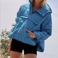thumbnail image 3 of Sudadera con capucha de color sólido de otoño e invierno, sudadera con capucha de algodón con filete plegable, bolsillo, abrigo de manga larga para mujer, 3 of 6