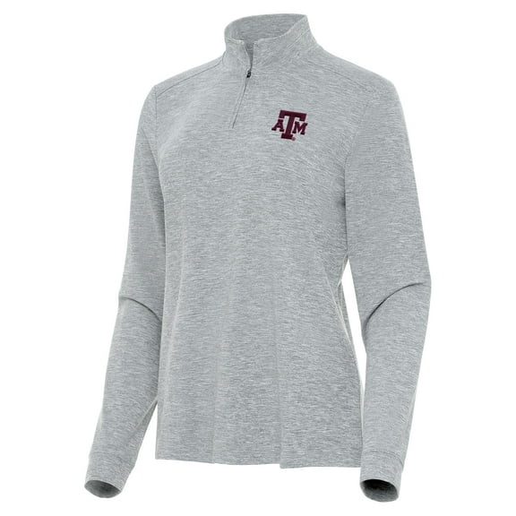 Women's Antigua  Heather Gray Texas A&M Aggies Mentor Long Sleeve Quarter-Zip Mock Polo