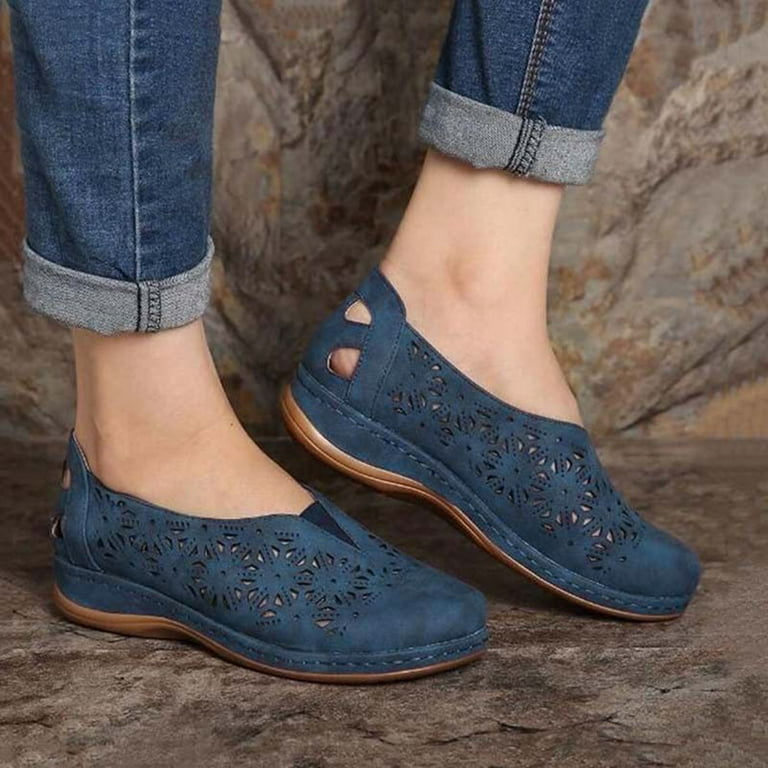 blue floral dress shoes Navy Blue with Premium Floral Leather- Handmade Shoes