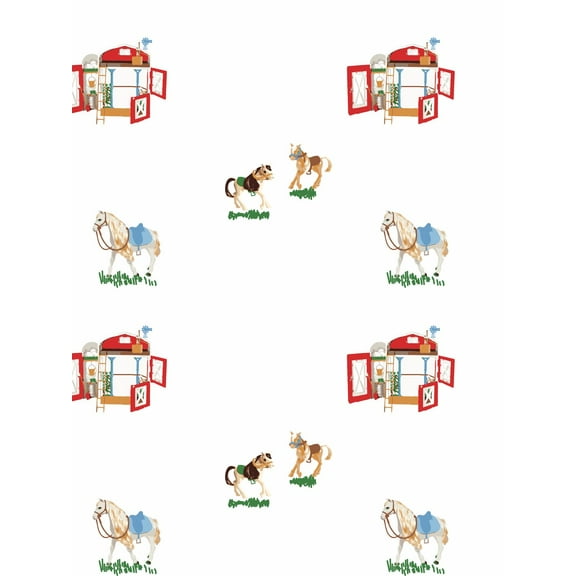 Barbie's Stable Removable Vinyl Wallpaper, White