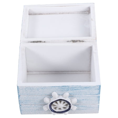 OULII Handcrafted Wooden Storage Box Coastal Style Chest for Jewelry Keepsakes and Small Treasures