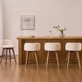 thumbnail image 3 of EYYTHUNG 26" Counter Height Bar Stools Set of 2 Mid Century Modern Farmhouse Swivel Barstools Chenille Fabric Upholstered Bar Height Island Chairs with Curved Backrest, Brown/Beige, 3 of 9