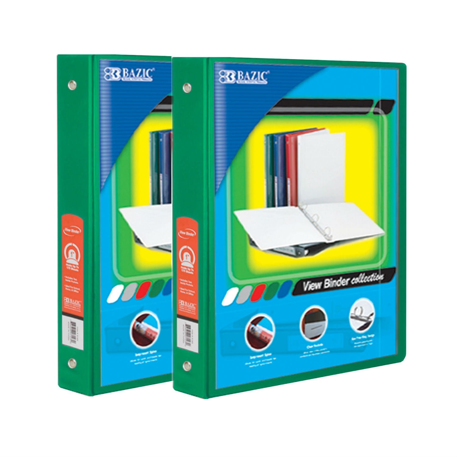 BAZIC 1.5 Inch 3Ring View Binder with 2Pockets (Case pack of 24