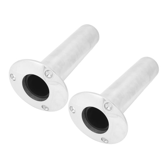 Heavy Duty 316 Stainless Steel Boat Fishing Rod Holders Support (2 Pack) - 1.6 inches / 40mm Socket Flush Mount Fishing Pole Rack Holders with Liner Draining Tube 90 Degree for Yacht Marine