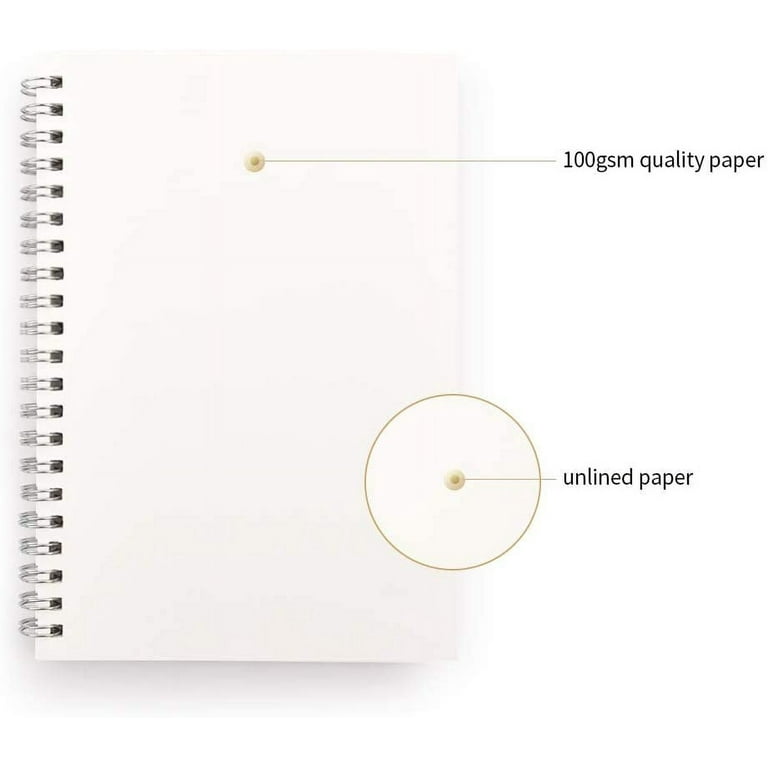 LABUK 2 Pack A5 Spiral Notebook 100 Pages Blank Sketchbook Pad Unlined Notebooks Soft Cover Kraft Journal 8.3x5.5 Inches Memo Notepads Diary Planner