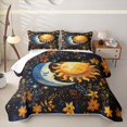 thumbnail image 2 of Homewish Cartoon Sun and Moon Bed Spread Queen for Kids, Chic Floral Flower Queen Coverlet Set, 3 Pieces 1 Quilt and 2 Pillowcases, 2 of 6