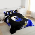 thumbnail image 3 of Feelyou Initial C Letter Bedding Comforter Set, Blue Watercolor Artwork Twin Comforter Sets, Cartoon Basketball Print Reversible Bedding Set, Breathable Home Decor, 2pcs, 3 of 8