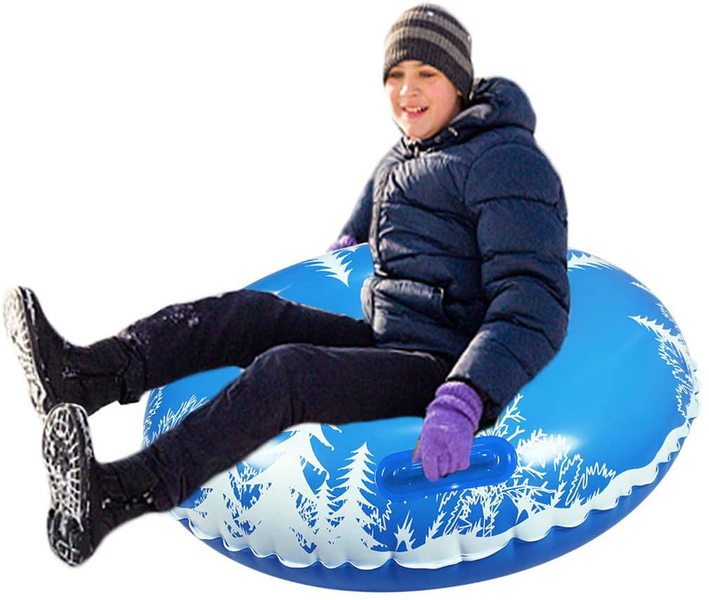 Outdoor 48 Inch Inflatable Heavy Duty 0.6mm Thickness with Sturdy Handles Snow Sled Winter Christmas Snow Tube Snow Rider for Kids and Adults 