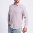 thumbnail image 6 of VSSSJ Linen Shirts for Men Regular Fit Long Sleeve Blouse Button Down Dress Shirts Vintage Turndown Collar Wedding Hawaiian Shirt Pink XL, 6 of 6