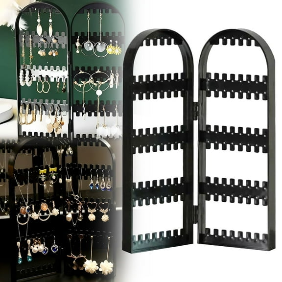 Clearance Rack under $5,Foldable Black Earrings Display Stand With 120 Holes Jewelry Organizer And Storage Rack