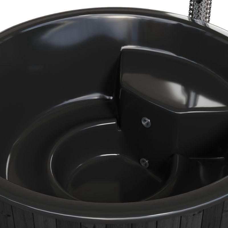 SaunaLife Model S6B Soak-Series Home Wood-Burning Hot Tub, Black, Up to 7 Persons