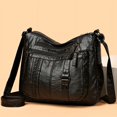 thumbnail image 3 of Bolso de mano de piel lavada de gran capacidad, moderno, combinable, para mujeres de mediana edad y mayores, bolso bandolera informal para el hombro, 3 of 6