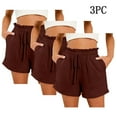thumbnail image 2 of Hyknon 3PC Shorts for Women Summer Casual Solid Color Comfortable Loose Fitting Workout Shorts Elastic Waist Drawstring Sports Gym Running Shorts with Pockets, 2 of 3