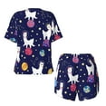 thumbnail image 6 of Rocae Lama in Space for Two Piece Sleepwear Pajamas Sets for Women Soft Short-Sleeved Pjs with Lounge Shorts 3X-Large, 6 of 9