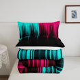 thumbnail image 5 of Teal Pink Black Comforter Set Full Abstract Gradient Stripes Bedding Set,Vintage Ombre Art Striped Lines Geometric Down Comforter,Stripe Modern Style Quilt Simple Room Decor, 5 of 6