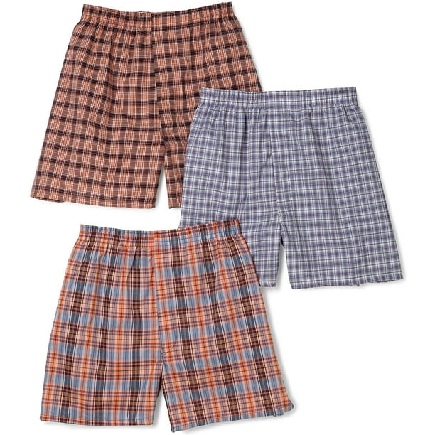 Fruit of the Loom Men's 3-Pack Plaid Boxer Shorts Boxers Underwear 3XL ...
