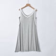 thumbnail image 7 of Women's Sleeveless Mini Nightshirt V Neck Color Block Soft Loose Fitting Everyday Home Loungewear Dress Gray L, 7 of 7