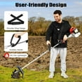 thumbnail image 6 of Mini Garden Tiller Cultivator, 51.7CC 2-Stroke 6500RPM Gas Powered Tiller Soil Cultivator with Long Handle, Garden Rototiller for Ploughing, Furrowing, Weeding, 6 of 9
