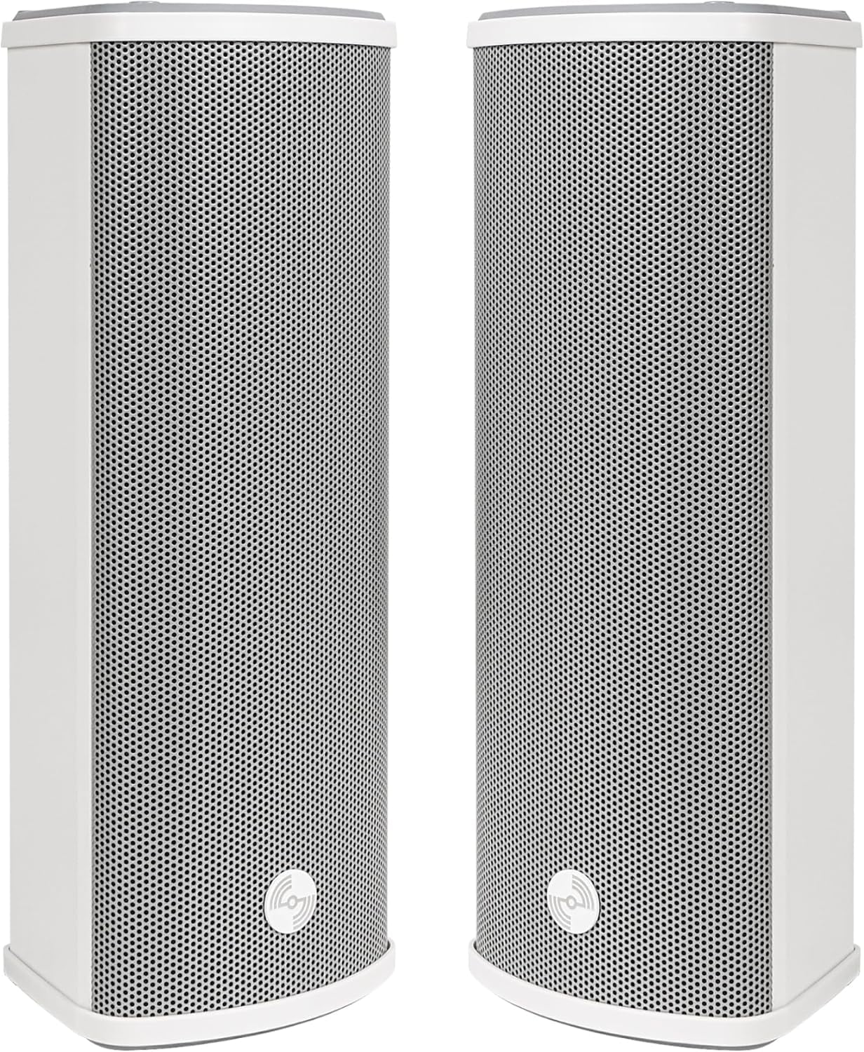 Sound Town Commercial Restaurant Bluetooth Amplifier + Column Speaker Set, with One 6-Zone 70V/100V Amplifier with Bluetooth, 4 x All-Weather Dual 5-Inch Column Speakers, Grey (PAC180X4CL25G)